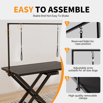 50" Black Professional Electric Dog Grooming Table Adjustable Pet Grooming Table Dog Grooming Station