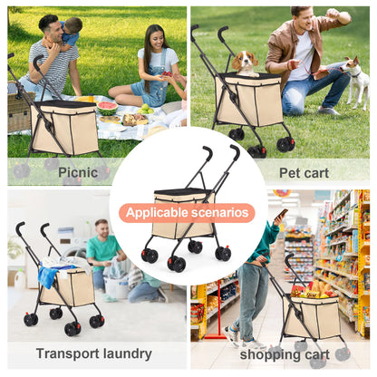 Wedyvko Shopping Trolley 33lbs 4 Wheels Dog Stroller Rotate Pink Pet Puppy StrollerTravel Hand Cart Folding einkaufswagen