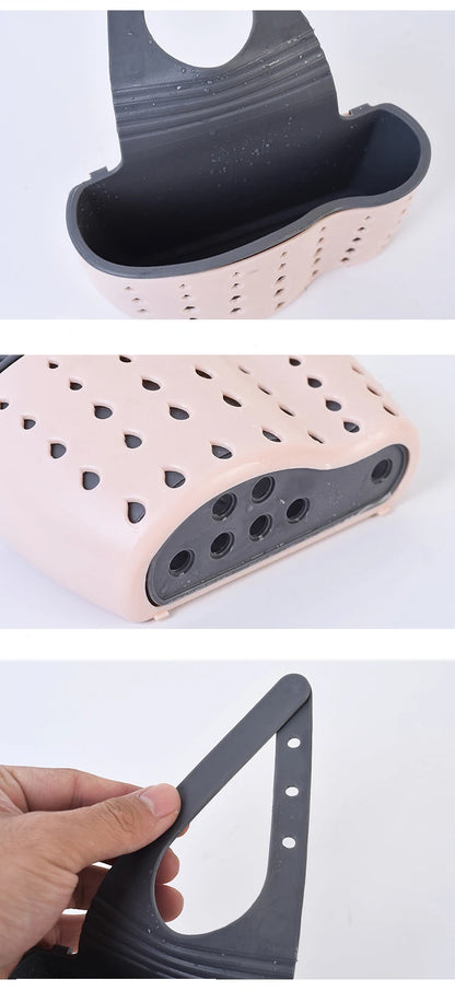 Home Storage Drain Basket Kitchen Sink Holder Adjustable Soap Sponge Shlf Hanging Drain Basket Bag Kitchen Accessories 2030