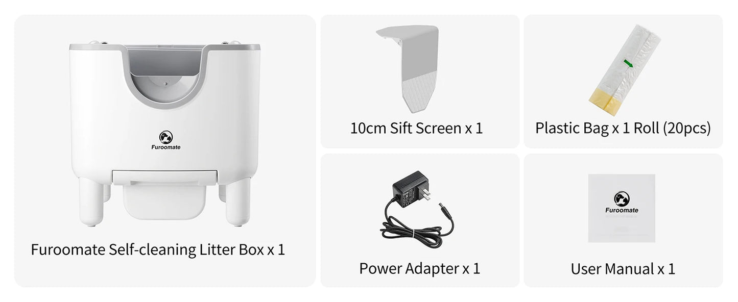 F6 Self-Cleaning Litter Box - Open-Top Automatic Cat Litter Box with Odor Control, Safety Features, and Easy Maintenance