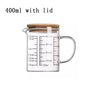 Heat-resistant Glass Measuring Cup With Wood Lid V-shaped Spout Laboratory Beaker Kitchen Baking Milk Coffee Measuring Mug
