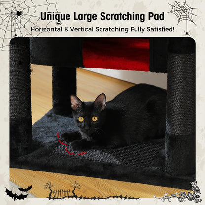 Multi-Level Cat Tree Tower with Scratching Posts&Board, Hammock, Cat Condo, Spacious Top Perch,Dangling Balls for Indoor Cats