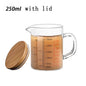 Heat-resistant Glass Measuring Cup With Wood Lid V-shaped Spout Laboratory Beaker Kitchen Baking Milk Coffee Measuring Mug