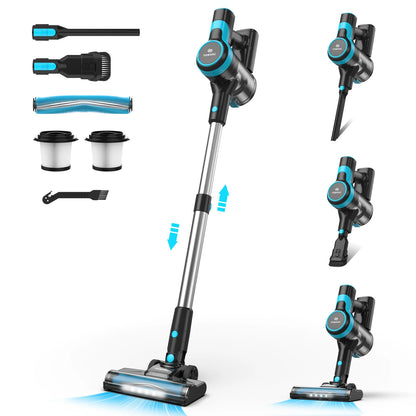 TASVAC 28KPa Cordless Vacuum Cleaner Powerful Suction 6-in-1 Lightweight Handheld Stick Vacuum 40min Runtime for Carpet Pet Hair