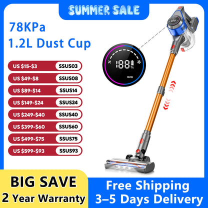 Honki 78KPA Cordless Vacuum Cleaner with LED High Power Strong Suction Wet and Dry Handheld Vacuum Cleaner for Pet Hair Carpet