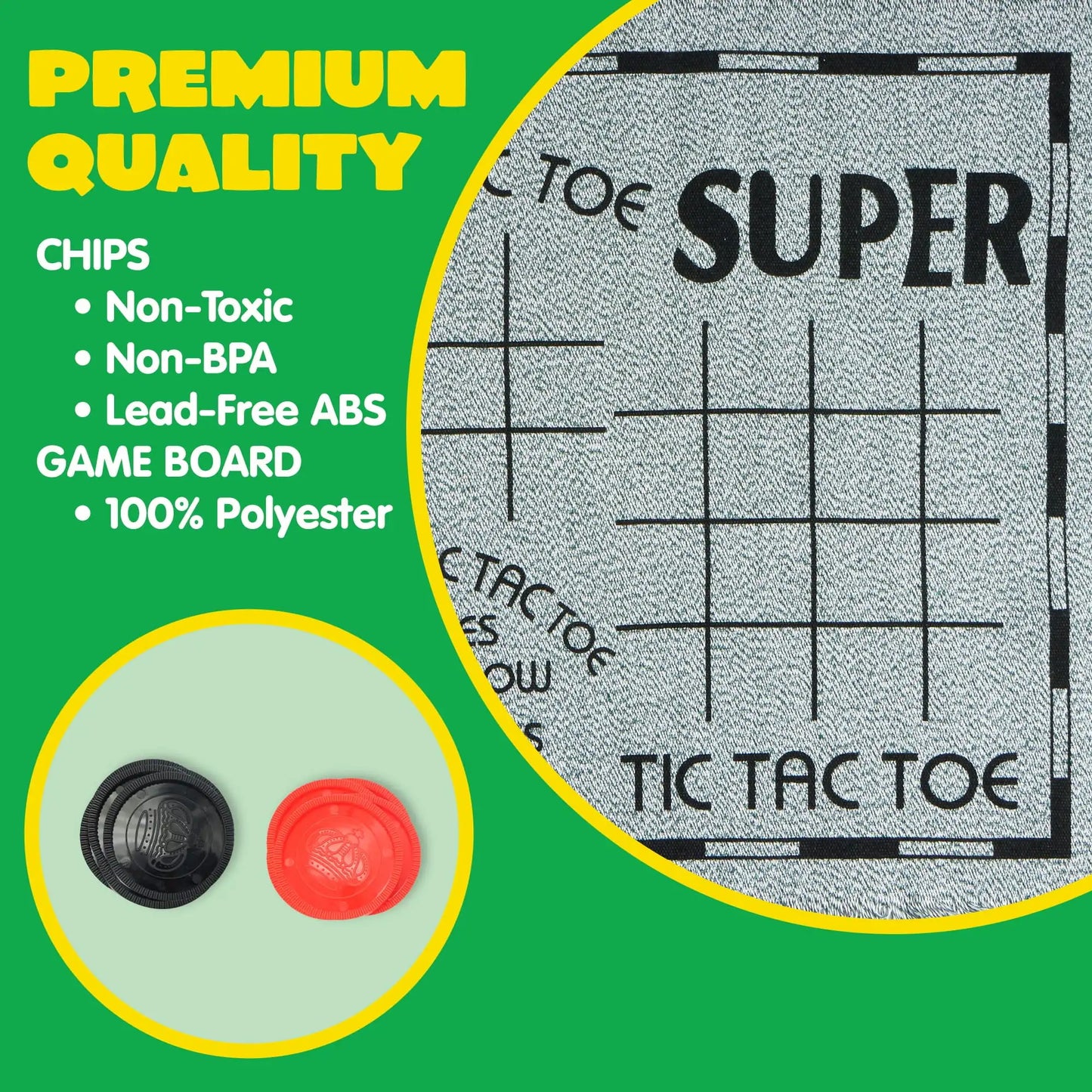 Joyfy 3-in-1 Vintage Giant Checkers Tic Tac Toe Game for Kids Outdoor Games Family Adults Game Toys
