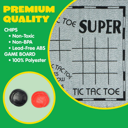 Joyfy 3-in-1 Vintage Giant Checkers Tic Tac Toe Game for Kids Outdoor Games Family Adults Game Toys