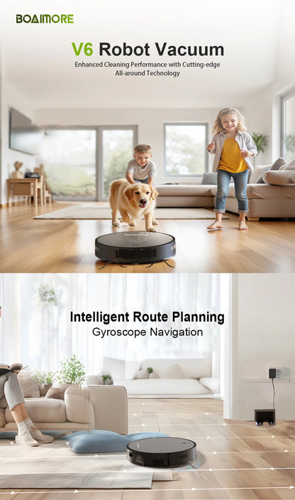 Robot Vacuum Cleaner Combo and Mop 6000PA Strong Suction  Robotic App& Remote Control Self-Charging Smart Mapping for Pet Hair