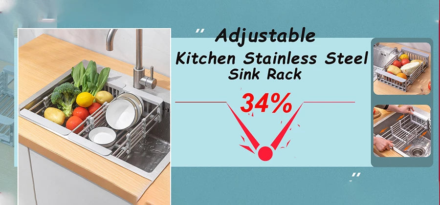 Home Storage Drain Basket Kitchen Sink Holder Adjustable Soap Sponge Shlf Hanging Drain Basket Bag Kitchen Accessories 2030