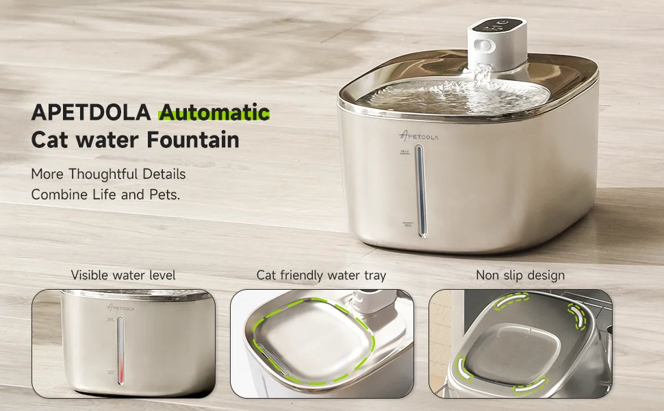 Wireless Water Fountain for Dogs and Cats, Auto Sensor Drinking Fountain, Pet Water Dispenser Accessory, 4L