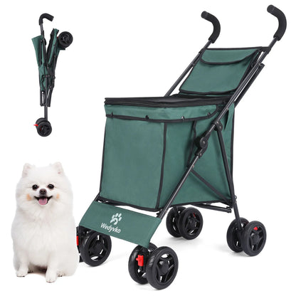 Wedyvko Shopping Trolley 33lbs 4 Wheels Dog Stroller Rotate Pink Pet Puppy StrollerTravel Hand Cart Folding einkaufswagen