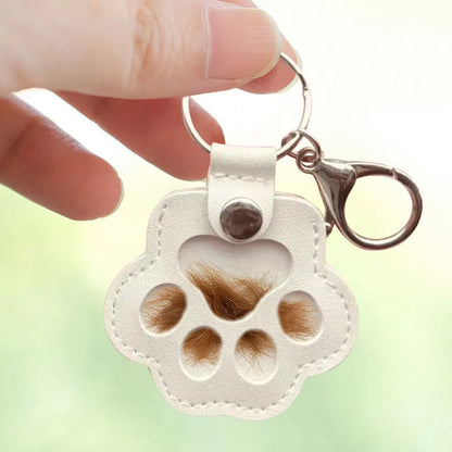 Adorable Paw Print Keychains Commemorative Pet Hair Storage Bag Keychain Cat Dog Fur Container Pendant for Pet Lovers