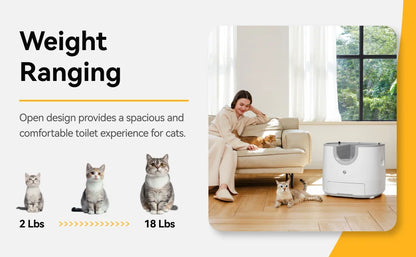 Self-Cleaning Cat Litter Box Open-Top Design with Advanced Safety Sensors Extra Large Capacity for Multi-Cat Homes Hassle-Free