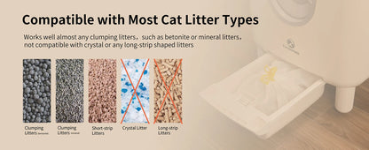 F6 Self-Cleaning Litter Box - Open-Top Automatic Cat Litter Box with Odor Control, Safety Features, and Easy Maintenance