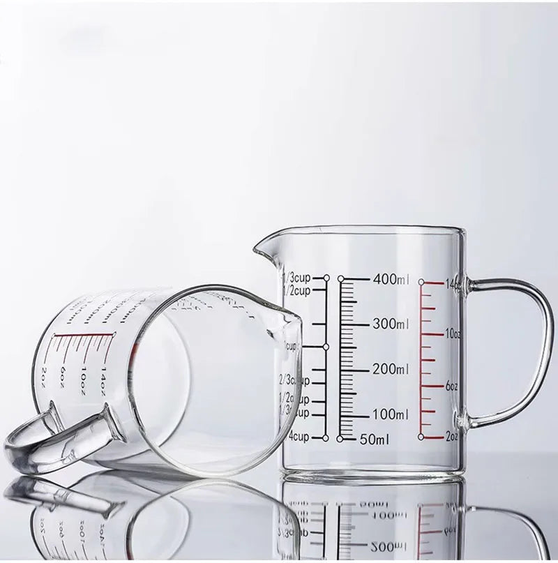 Heat-resistant Glass Measuring Cup With Wood Lid V-shaped Spout Laboratory Beaker Kitchen Baking Milk Coffee Measuring Mug