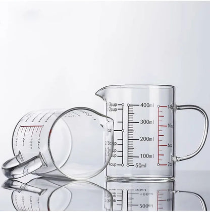 Heat-resistant Glass Measuring Cup With Wood Lid V-shaped Spout Laboratory Beaker Kitchen Baking Milk Coffee Measuring Mug