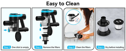 TASVAC 28KPa Cordless Vacuum Cleaner Powerful Suction 6-in-1 Lightweight Handheld Stick Vacuum 40min Runtime for Carpet Pet Hair