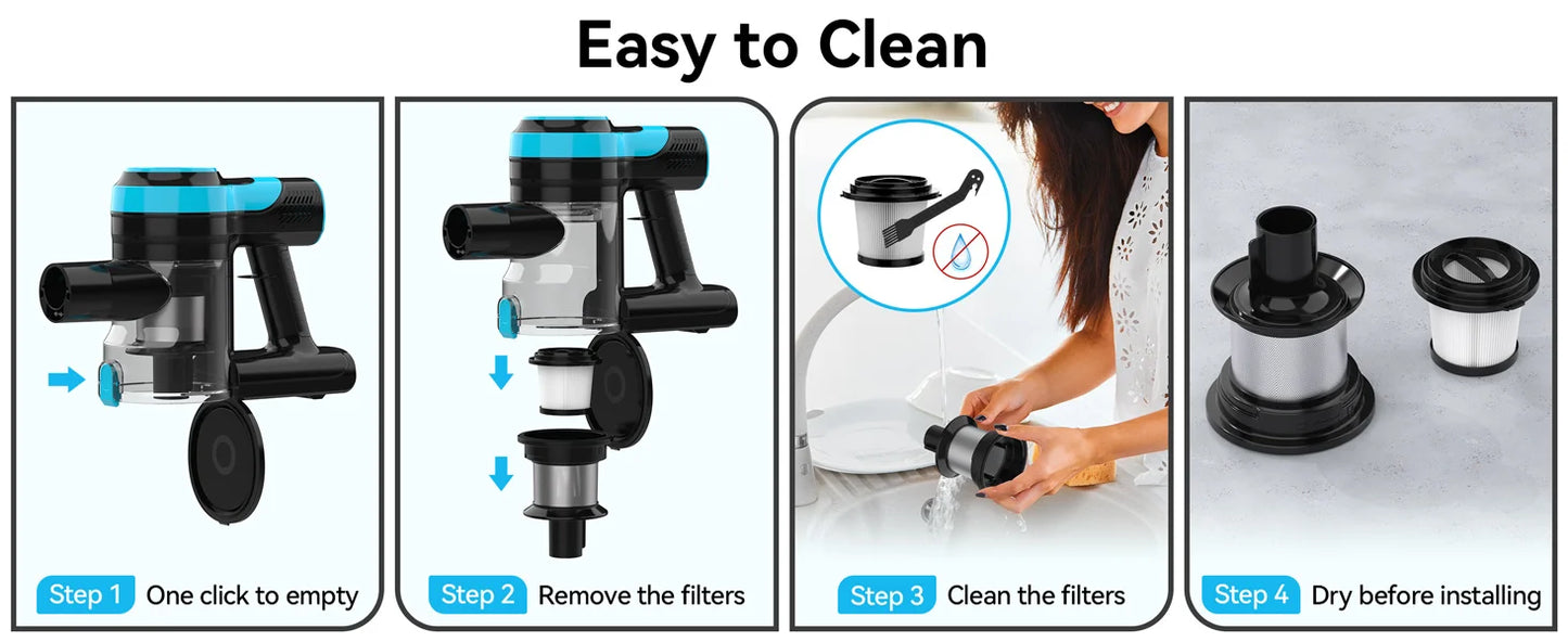 TASVAC 28KPa Cordless Vacuum Cleaner Powerful Suction 6-in-1 Lightweight Handheld Stick Vacuum 40min Runtime for Carpet Pet Hair