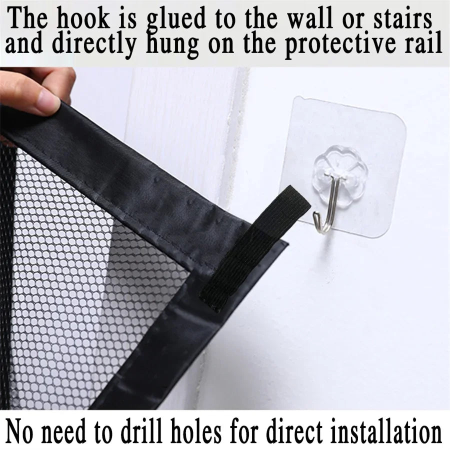 Heavy Duty Dog Barrier Fence with Hooks Insulated Net Foldable Breathable Mesh Mirror Door Pet Security Gate for Indoor Outdoor