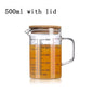 Heat-resistant Glass Measuring Cup With Wood Lid V-shaped Spout Laboratory Beaker Kitchen Baking Milk Coffee Measuring Mug