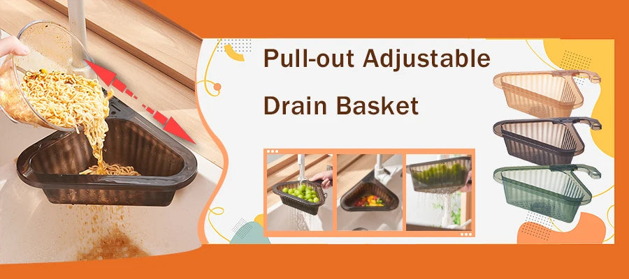 Home Storage Drain Basket Kitchen Sink Holder Adjustable Soap Sponge Shlf Hanging Drain Basket Bag Kitchen Accessories 2030