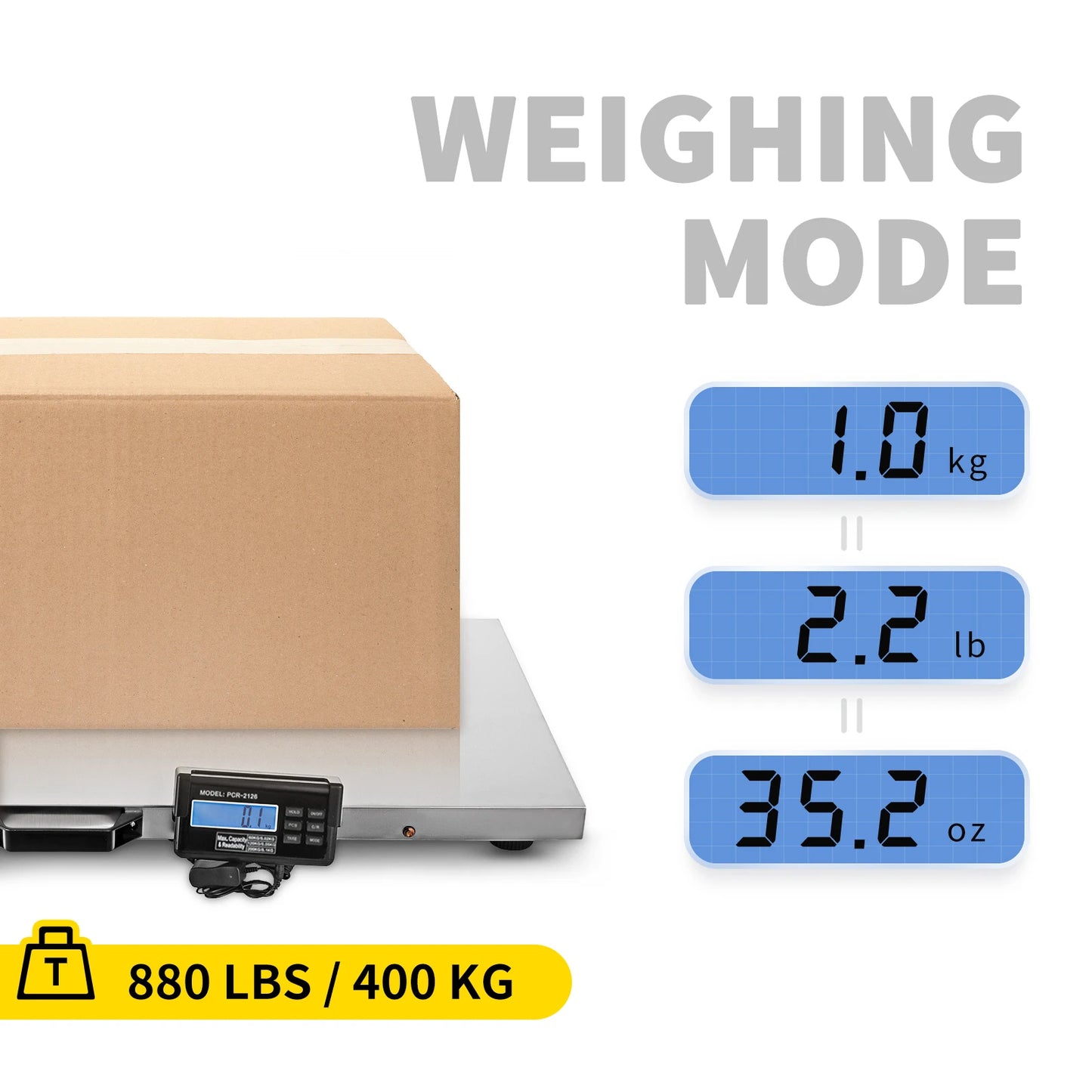 SucceBuy 880/1100Lbs Digital Livestock Scale Large Pet Vet Scale Stainless Steel Platform Elect Ronic Postal Shipping Scale