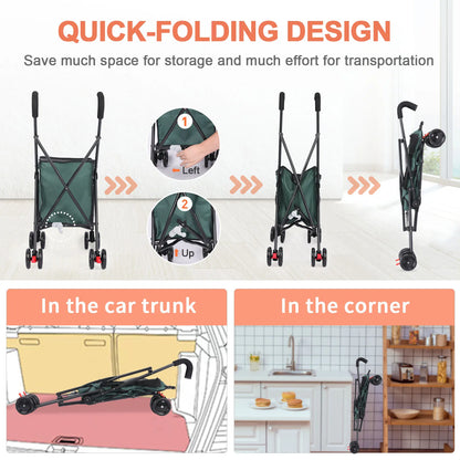 Wedyvko Shopping Trolley 33lbs 4 Wheels Dog Stroller Rotate Pink Pet Puppy StrollerTravel Hand Cart Folding einkaufswagen