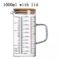 Heat-resistant Glass Measuring Cup With Wood Lid V-shaped Spout Laboratory Beaker Kitchen Baking Milk Coffee Measuring Mug