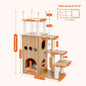 Multi-Level Cat Tree for Indoor Wood Cat Tower with Scratching Posts Spacious Condo Hammock Top Perch Cat Scratcher Cat Toys