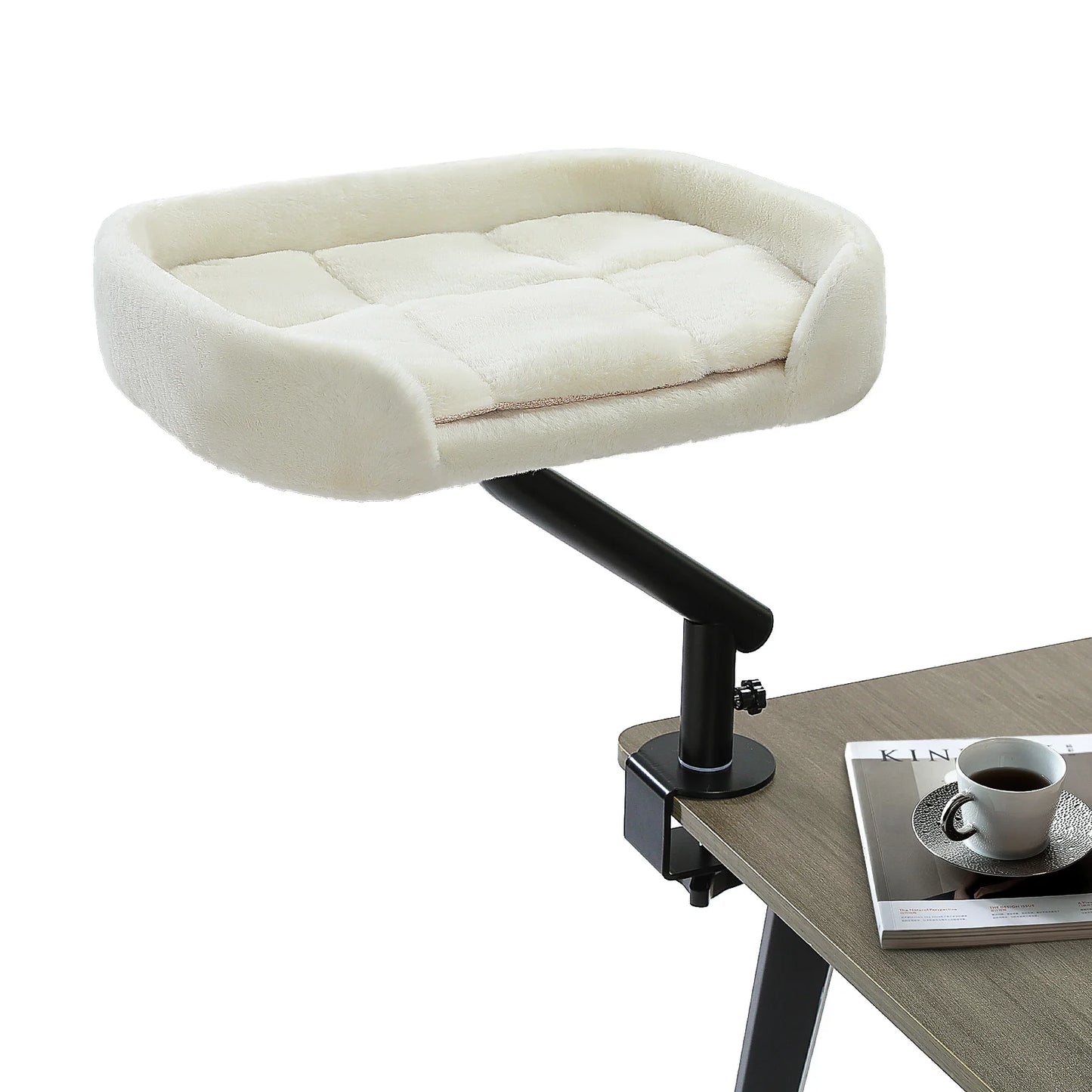 Cat Desk Bed, 360° Rotatable Cat Bed Stand for Indoor Cats, Adjustable Cat Basket, Cats Hammock for Table, Soft Cat Bed for Desk