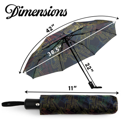 Neon Logo Compact Automatic Umbrella, Strong & Portable