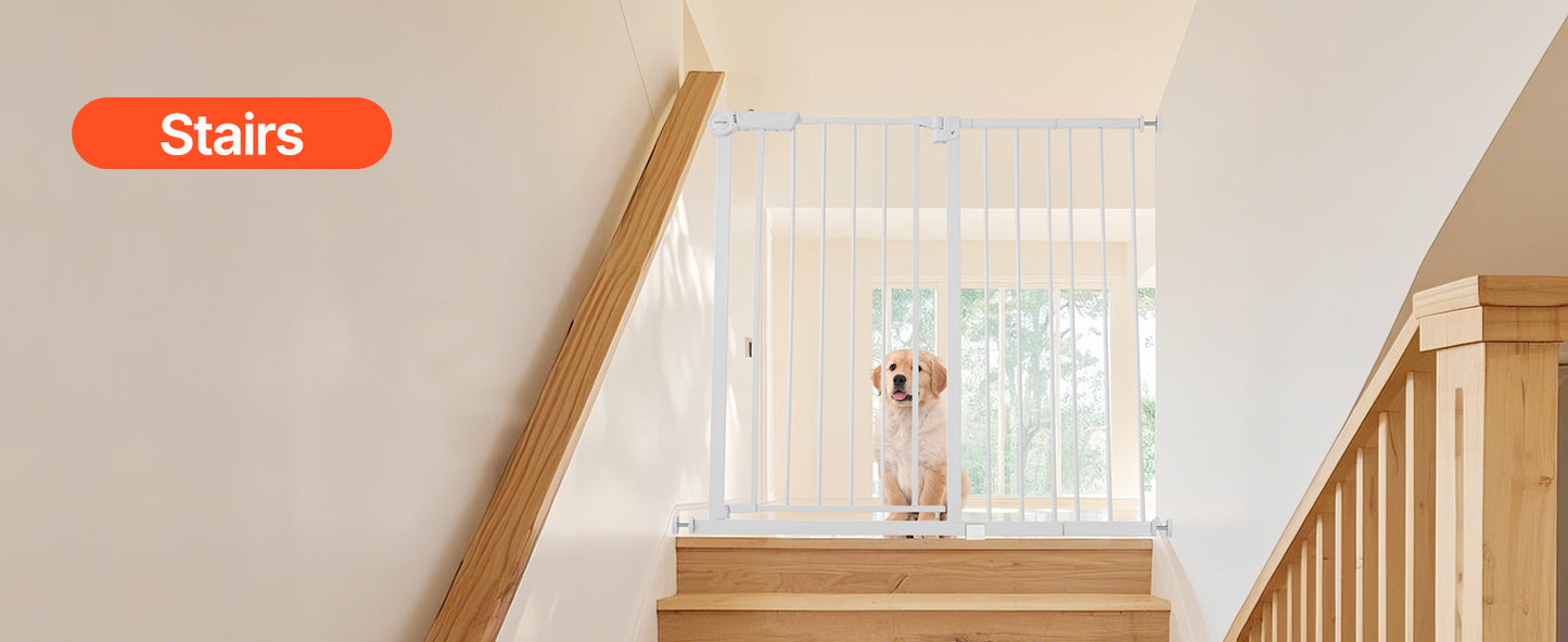 SucceBuy Baby Gate 28/30/36 Inches High Dog Gate Easy Step Walk Thru Child Pet Security Pressure Mount Kit Wall Cups Doorways